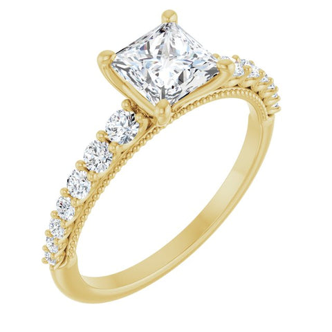 14K Yellow 5.5mm Square 1/3 CTW Diamond Semi-Set Engagement Ring - Moijey Fine Jewelry and Diamonds
