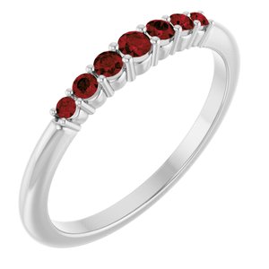 14K White Natural Mozambique Garnet Stackable Ring