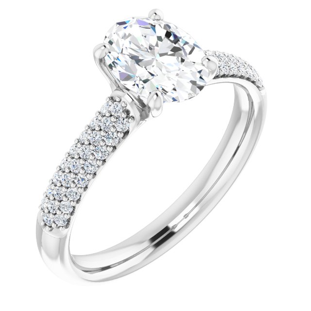 Airy Oval Pave Engagement Ring Setting