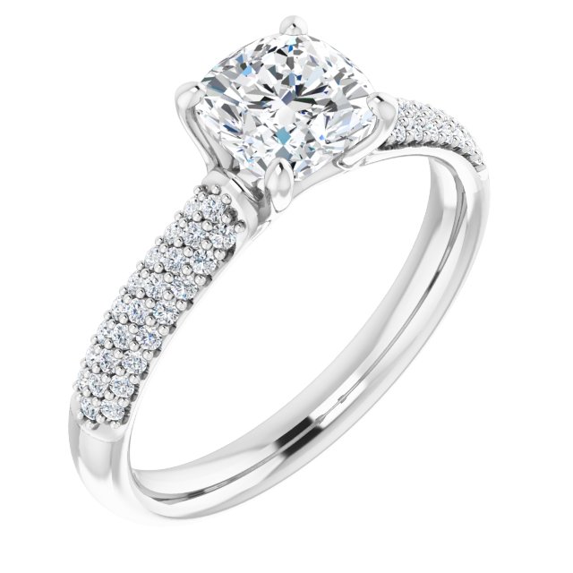 Airy Cushion Pave Engagement Ring Setting