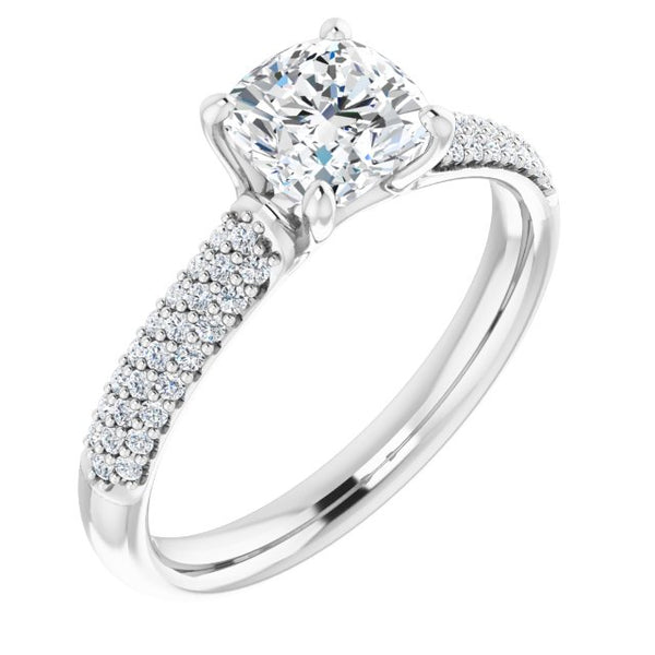 Airy Cushion Pave Engagement Ring Setting - Moijey Fine Jewelry and Diamonds