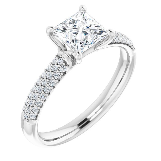 Airy Princess Cut Pave Engagement Ring Setting