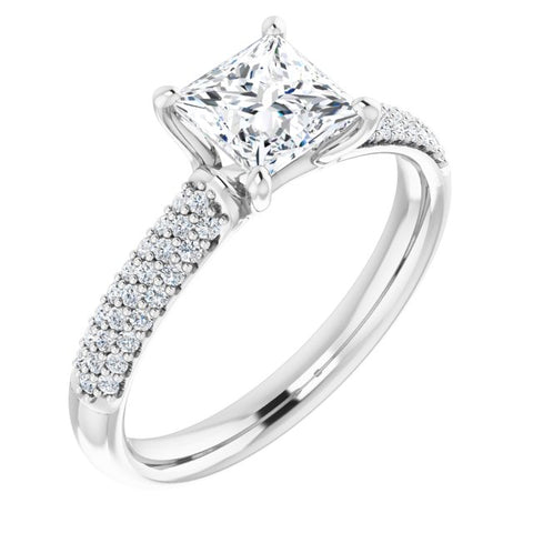 Airy Princess Cut Pave Engagement Ring Setting - Moijey Fine Jewelry and Diamonds