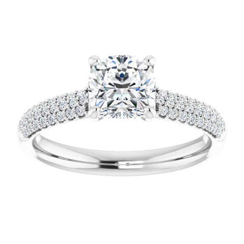 Airy Cushion Pave Engagement Ring Setting - Moijey Fine Jewelry and Diamonds