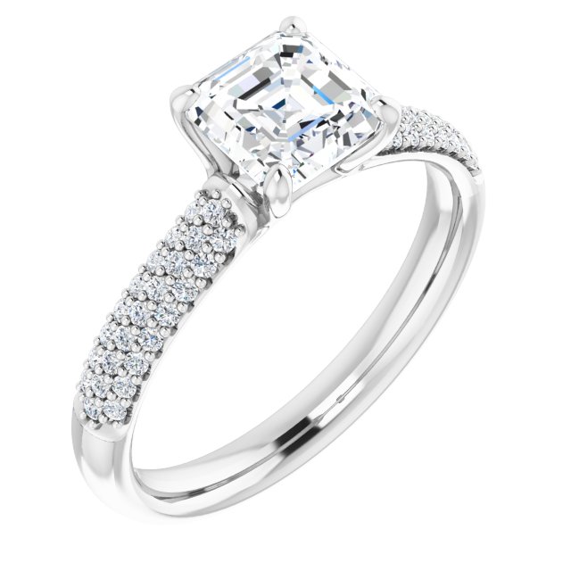 Airy Asscher Pave Engagement Ring Setting