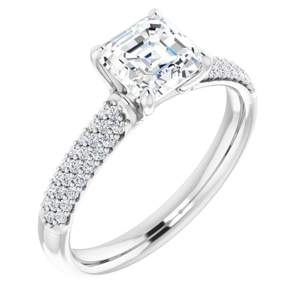 Airy Asscher Pave Engagement Ring Setting - Moijey Fine Jewelry and Diamonds