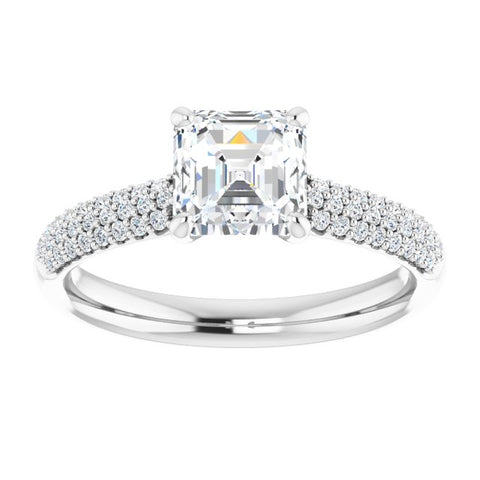 Airy Asscher Pave Engagement Ring Setting - Moijey Fine Jewelry and Diamonds