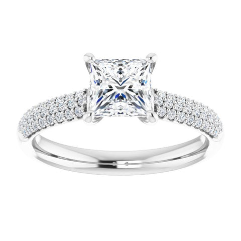 Airy Princess Cut Pave Engagement Ring Setting - Moijey Fine Jewelry and Diamonds