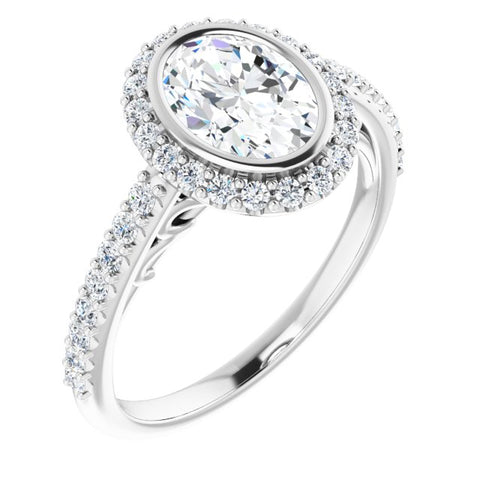 Oval Bezel & Filigee Engagement Ring Setting - Moijey Fine Jewelry and Diamonds