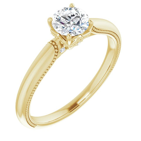 14K Yellow 5.2mm Round Engagement Ring Mounting - Moijey Fine Jewelry and Diamonds