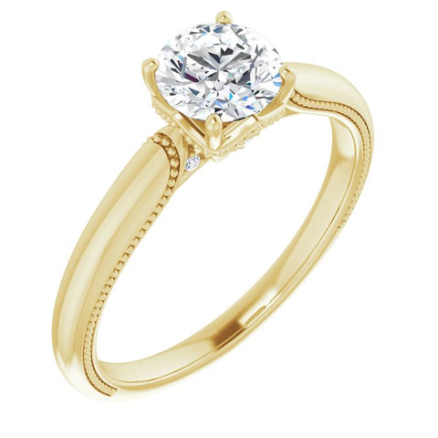 14K Yellow 5.8mm Round Engagement Ring Mounting - Moijey Fine Jewelry and Diamonds