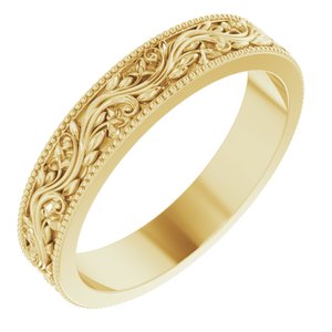 14K Yellow 4 mm Sculptural Milgrain Band Size 7