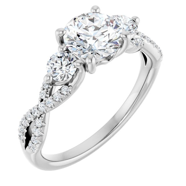 Infinite Trinity Round Engagement Ring Setting - Moijey Fine Jewelry and Diamonds