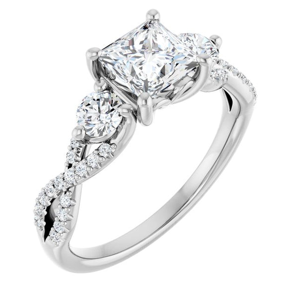 Infinite Princess Three-Stone Engagement Ring Setting (5.5mm) - Moijey Fine Jewelry and Diamonds