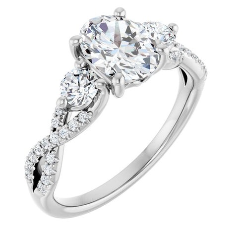 Infinite Three-Stone Oval Engagement Ring Setting - Moijey Fine Jewelry and Diamonds