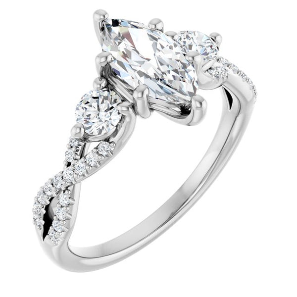 Infinite Three-Stone Marquise Engagement Ring Setting (10x5mm) - Moijey Fine Jewelry and Diamonds