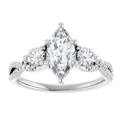 Infinite Three-Stone Marquise Engagement Ring Setting (10x5mm) - Moijey Fine Jewelry and Diamonds