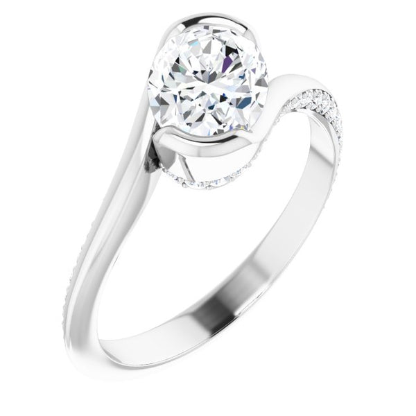 Oval Modern Bypass Engagement Ring Mounting - Moijey Fine Jewelry and Diamonds