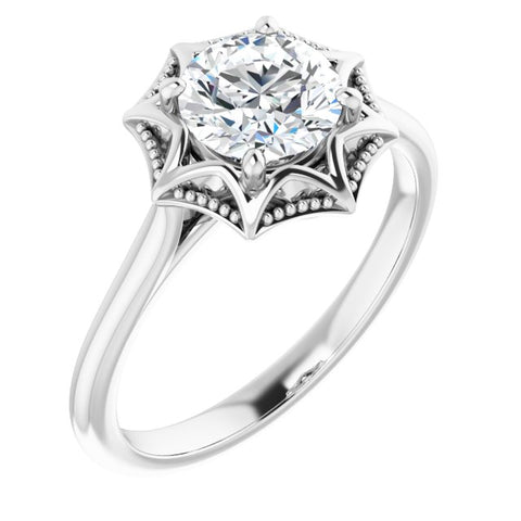 Round Sunburst Solitaire Ring Mounting - Moijey Fine Jewelry and Diamonds