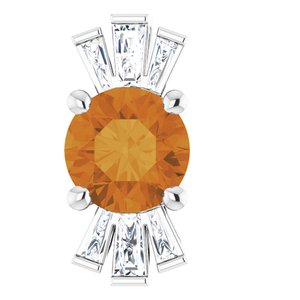 Sterling Silver Natural Citrine & 1/6 CTW Natural Diamond Pendant