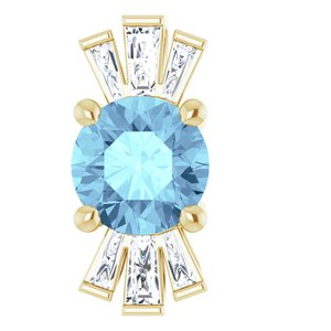 14K Yellow Natural Aquamarine & 1/6 CTW Natural Diamond Pendant