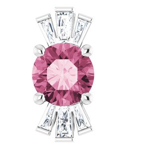 Platinum Natural Pink Tourmaline & 1/6 CTW Natural Diamond Pendant
