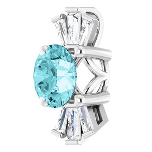 Sterling Silver Natural Blue Zircon & 1/6 CTW Natural Diamond Pendant