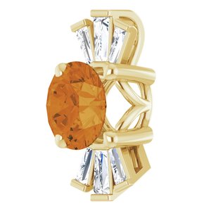 14K Yellow Natural Citrine & 1/6 CTW Natural Diamond Pendant