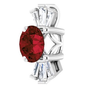 14K White Natural Mozambique Garnet & 1/6 CTW Natural Diamond Pendant