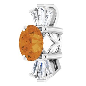 14K White Natural Citrine & 1/6 CTW Natural Diamond Pendant