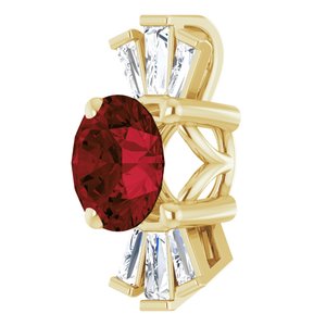 14K Yellow Natural Mozambique Garnet & 1/6 CTW Natural Diamond Pendant