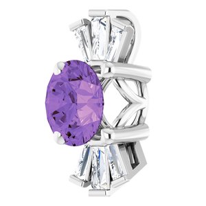 Platinum Natural Amethyst & 1/6 CTW Natural Diamond Pendant