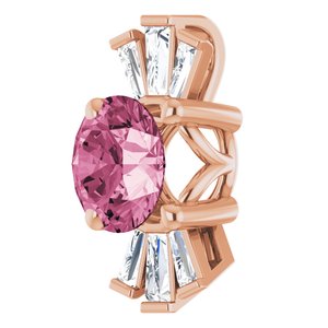14K Rose Natural Pink Tourmaline & 1/6 CTW Natural Diamond Pendant