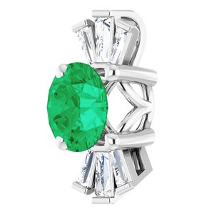 Platinum Lab-Grown Emerald & 1/6 CTW Natural Diamond Pendant