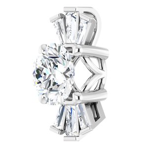 14K White Natural White Sapphire & 1/6 CTW Natural Diamond Pendant