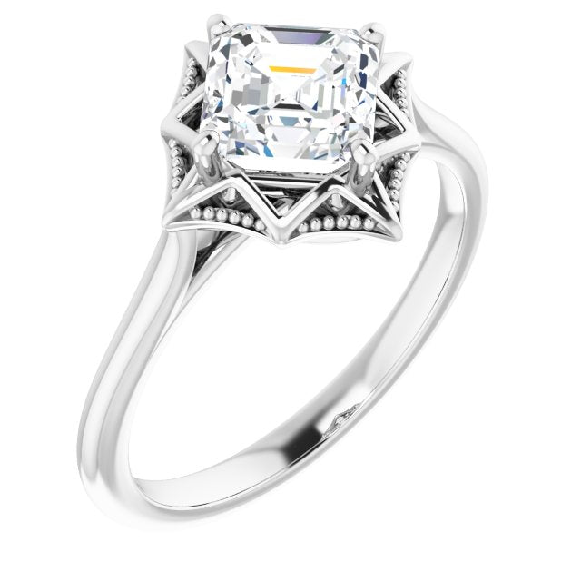 14K White 6x6mm Asscher Ring Mounting