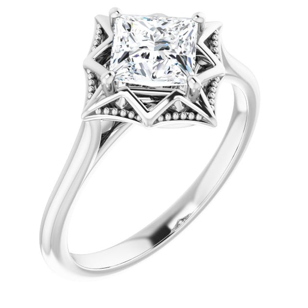 Fancy Princess Solitaire Engagement Ring Setting (5.5mm)