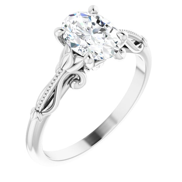 Oval Sculptural-Inspired Engagement Ring Setting