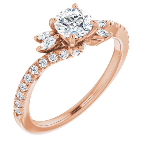 5.2 mm Round Accented with Side-Stones Engagement Ring