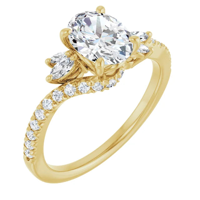 5.2 mm Round Accented with Side-Stones Engagement Ring