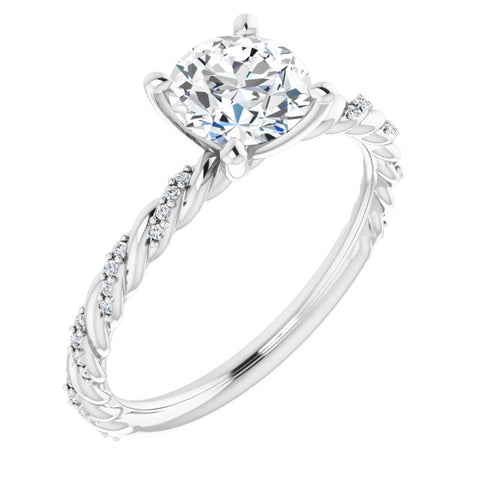 Round Pave-Twist 1/8 CTW Diamond Semi-Set Engagement Ring Setting - Moijey Fine Jewelry and Diamonds