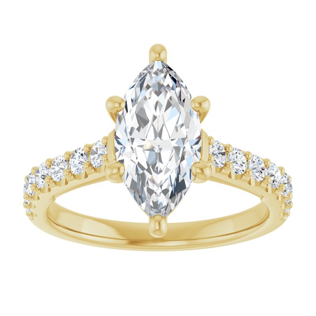 Marquise Diamond Solitaire Accented Engagement Ring