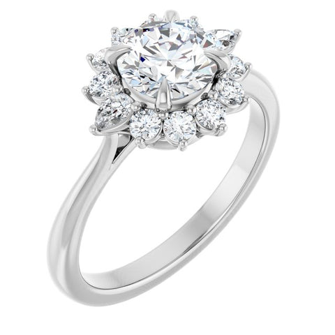 Diamond Flower Engagement Ring Setting - Moijey Fine Jewelry and Diamonds