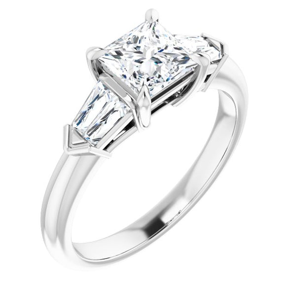 14K White 5.5x5.5mm Square 1/3 CTW Semi-Set Engagement Ring - Moijey Fine Jewelry and Diamonds