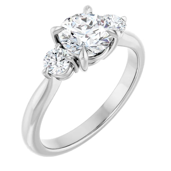 14K White 6.5mm Round Engagement Ring Mounting