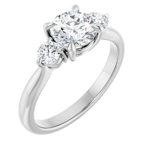 14K White 6.5mm Round Engagement Ring Mounting