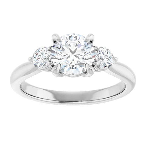 14K White 6.5mm Round Engagement Ring Mounting