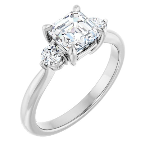 14K White 6mm Asscher Engagement Ring Mounting - Moijey Fine Jewelry and Diamonds