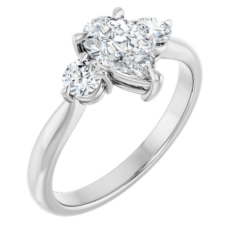 Timeless Pear-Shape Three-Stone Engagement Ring Setting