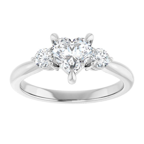 Three-Stone Heart-Shaped Engagement Ring Mounting